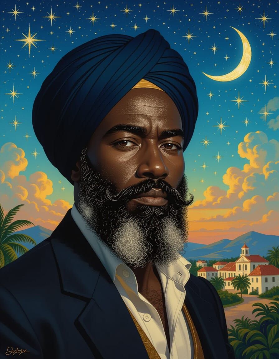 Wise Black Man in Fairyland Portrait