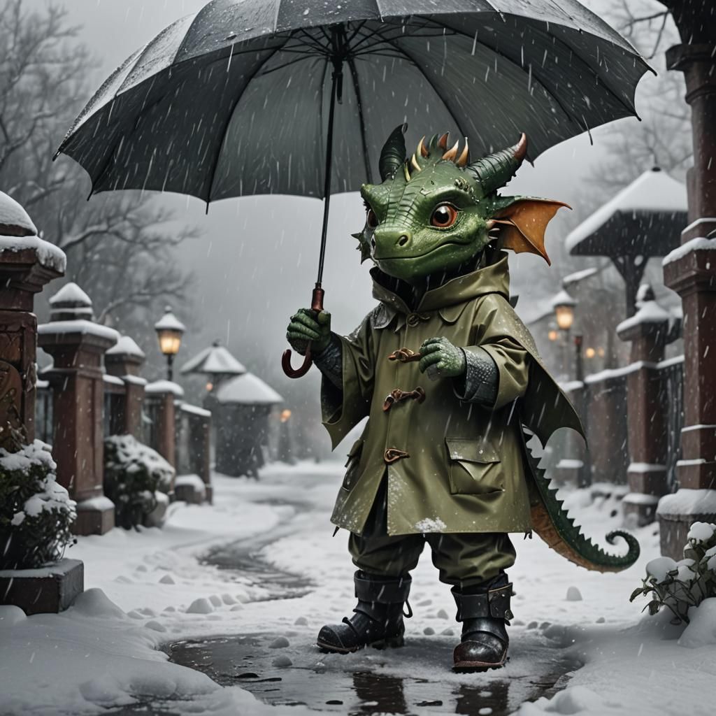 Little Dragon Sheltering from Snow