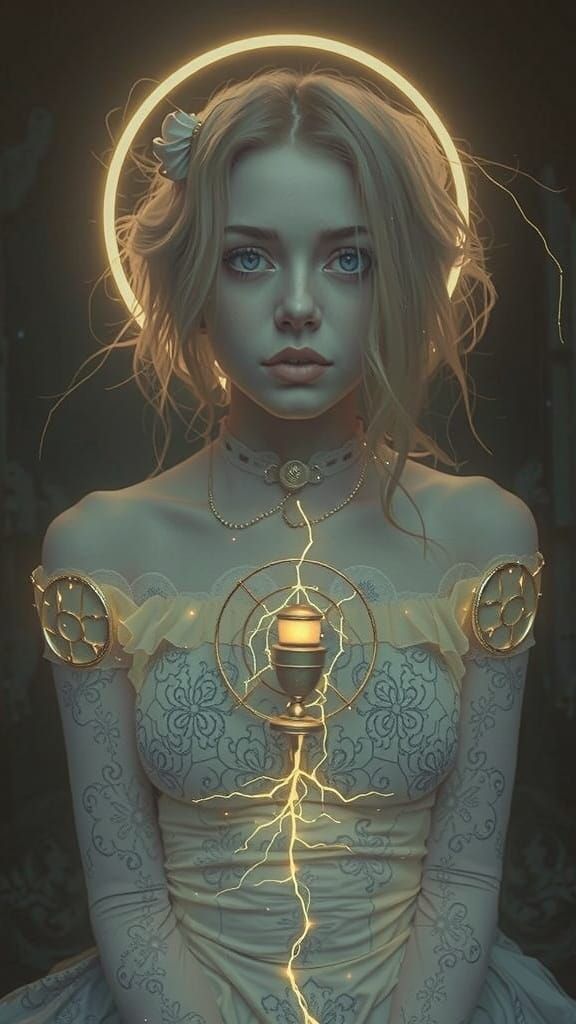 Mystic Woman with Golden Silhouettes