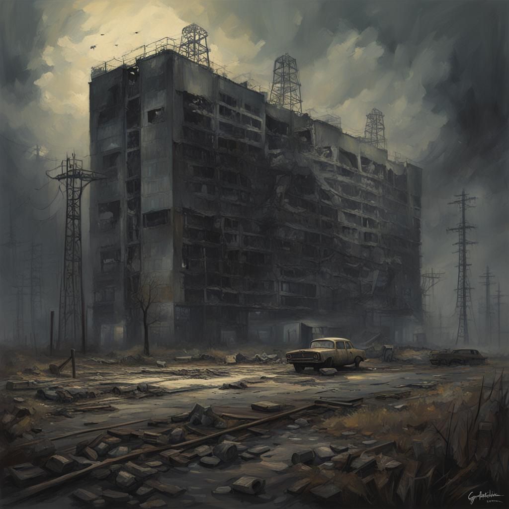 Sinister Chernobyl Landscape in Dark Fantasy Style