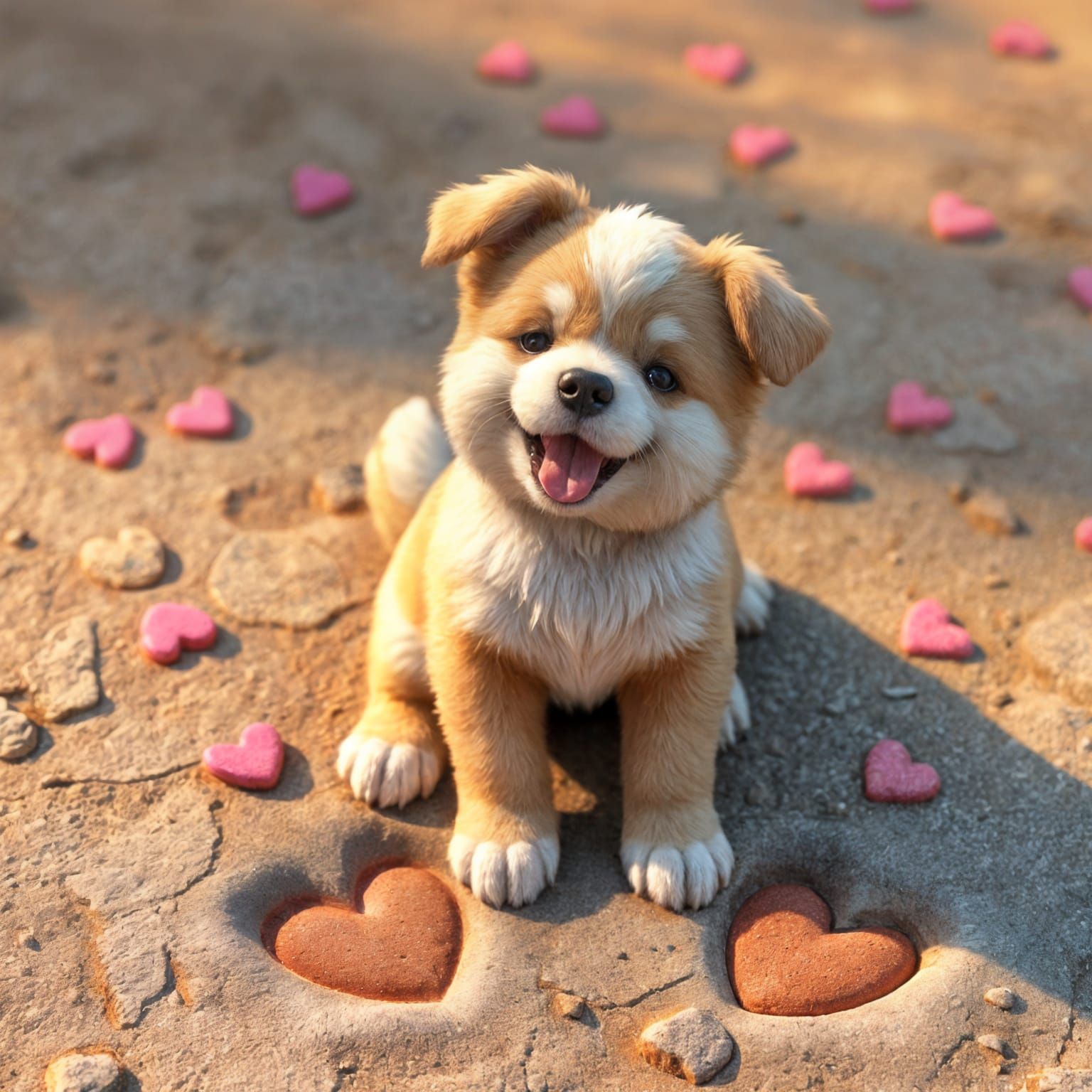 Whimsical Puppy Leaves Heart-Shaped Footprints in Joyful Ani...