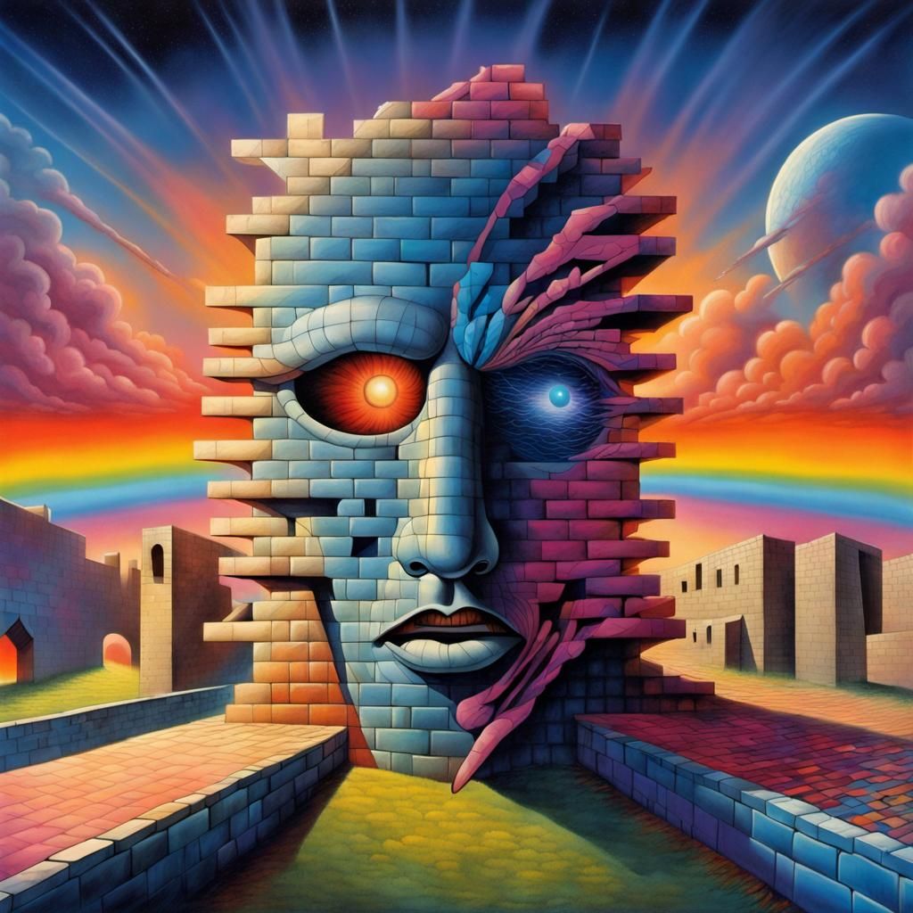 Surreal Tribute to Pink Floyd in Psychedelic Style
