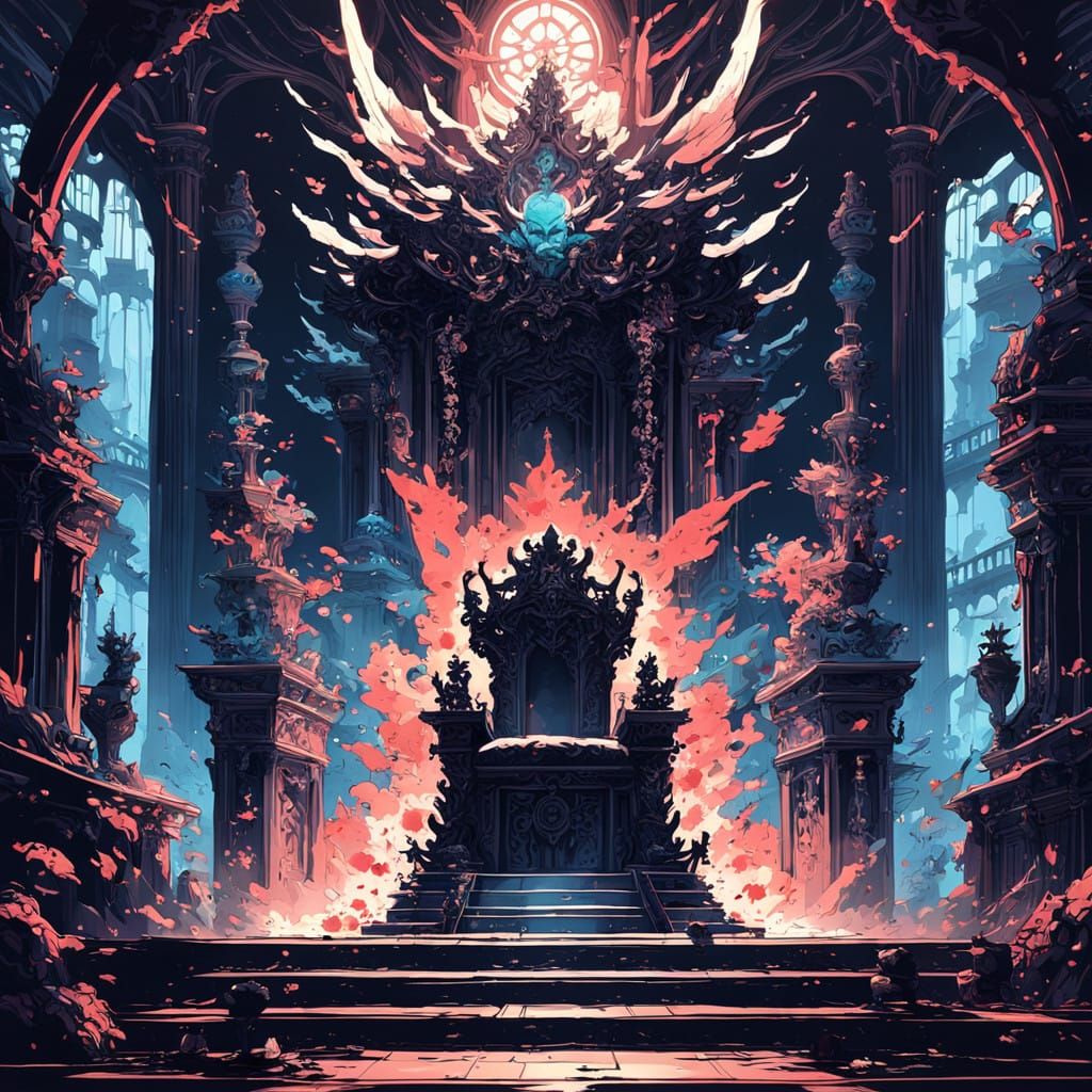 Majestic Throne in Cel-Shaded Anime Style