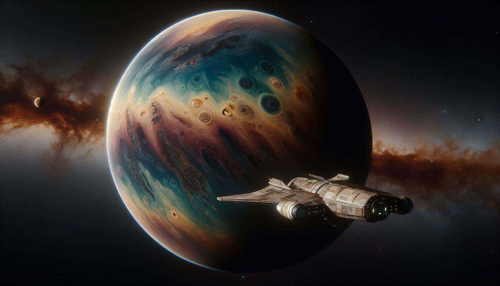 Intergalactic Spaceship Sails Towards a Colorful Planet