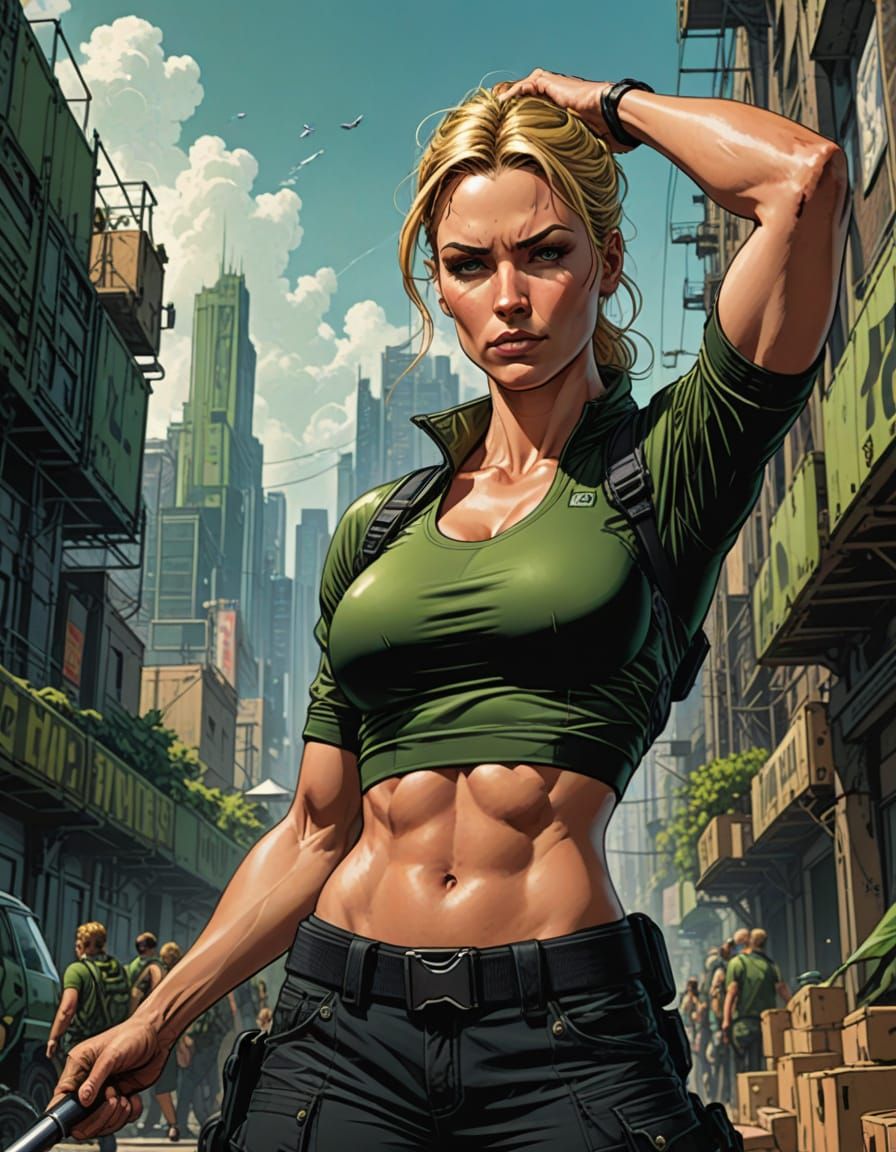 Elegant Woman in Dark Athletic Wear