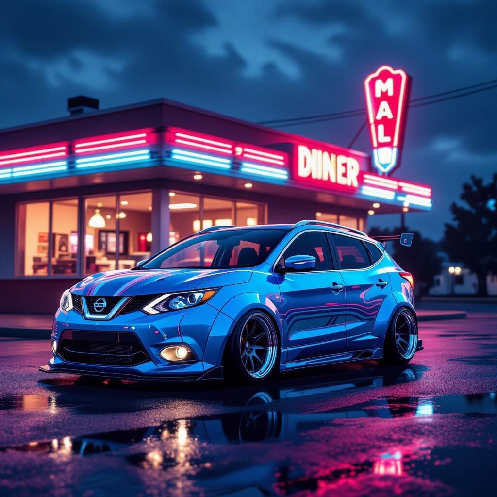 Customized Blue 2015 Nissan Qashqai at Neon Diner