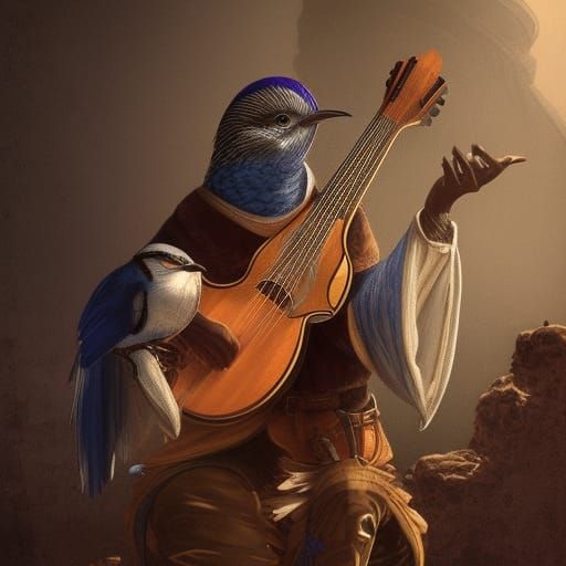 Kenku Bard with Lute: Digital Matte Painting
