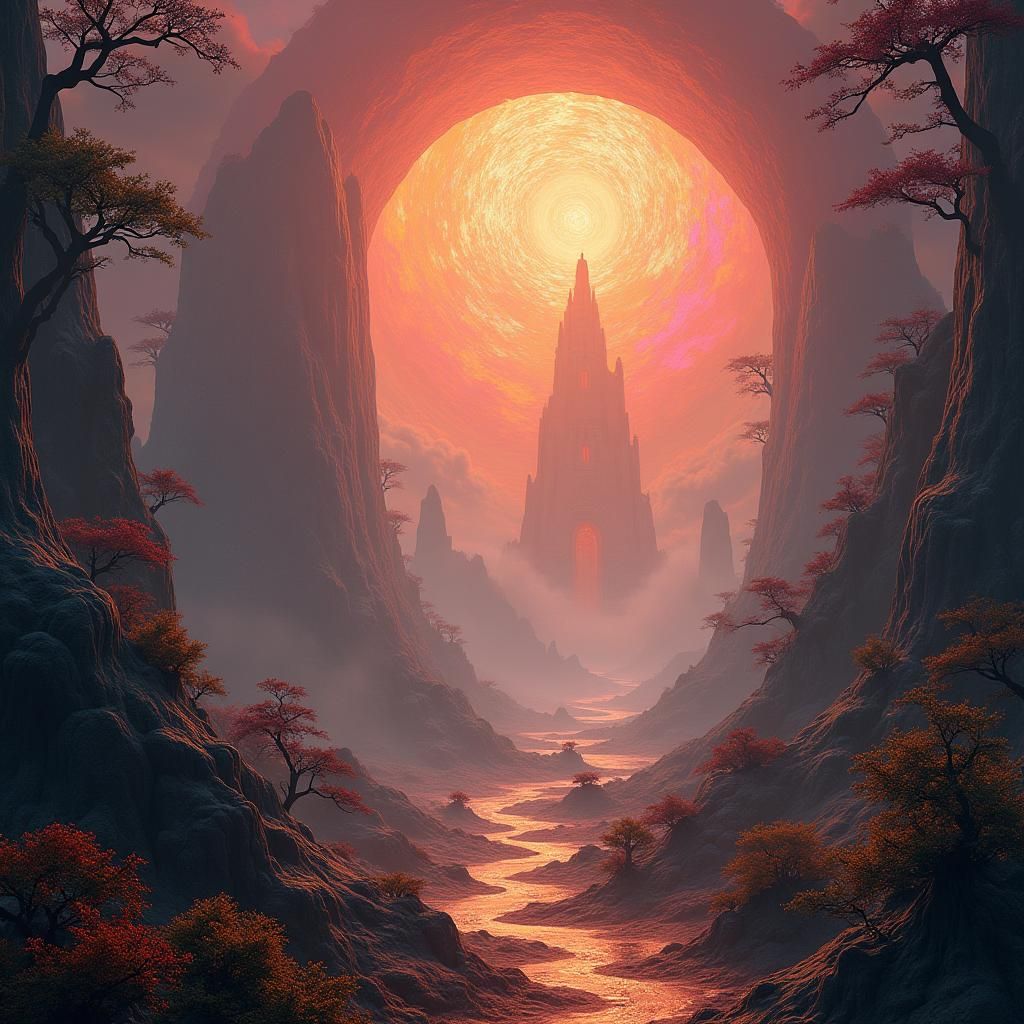 Mystical Realm Tapestry: Fantasy Concept Art