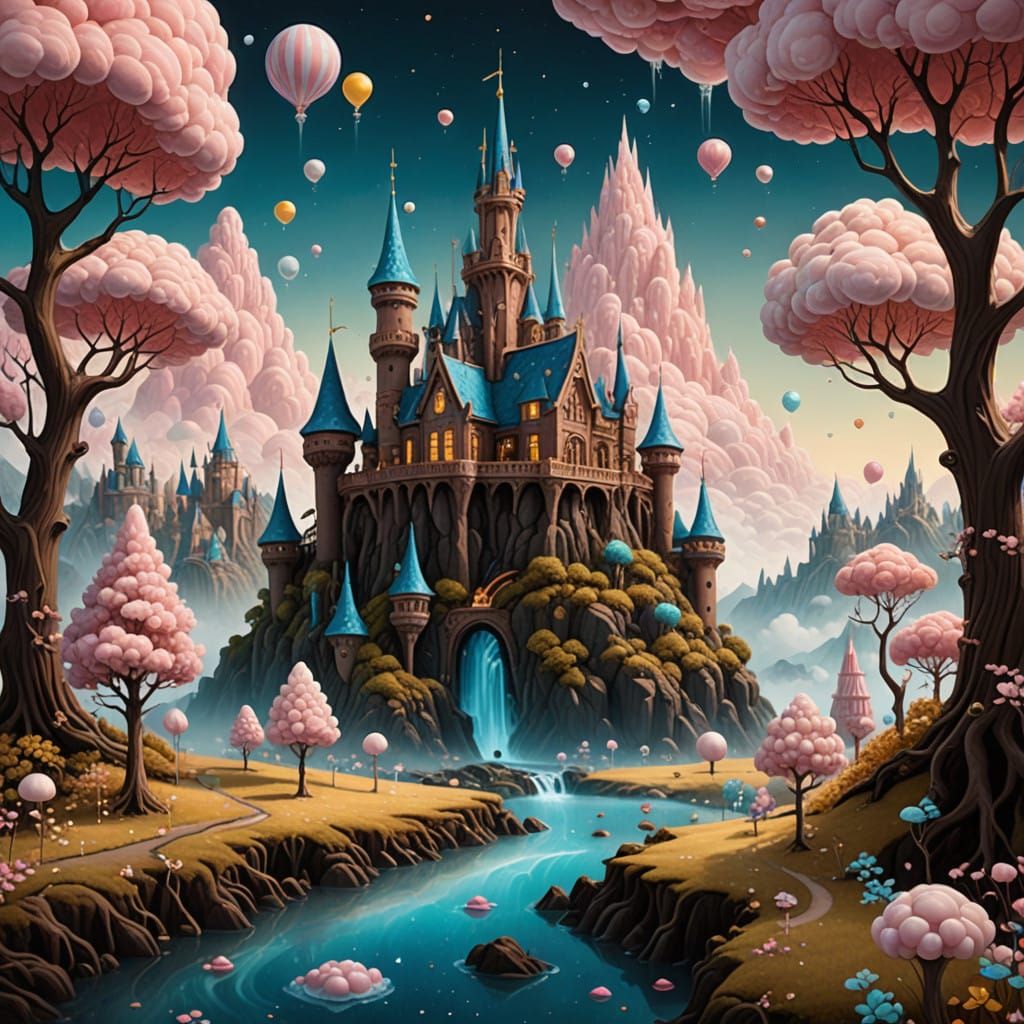 Whimsical Cloud Kingdom in Vibrant Pastel Hues