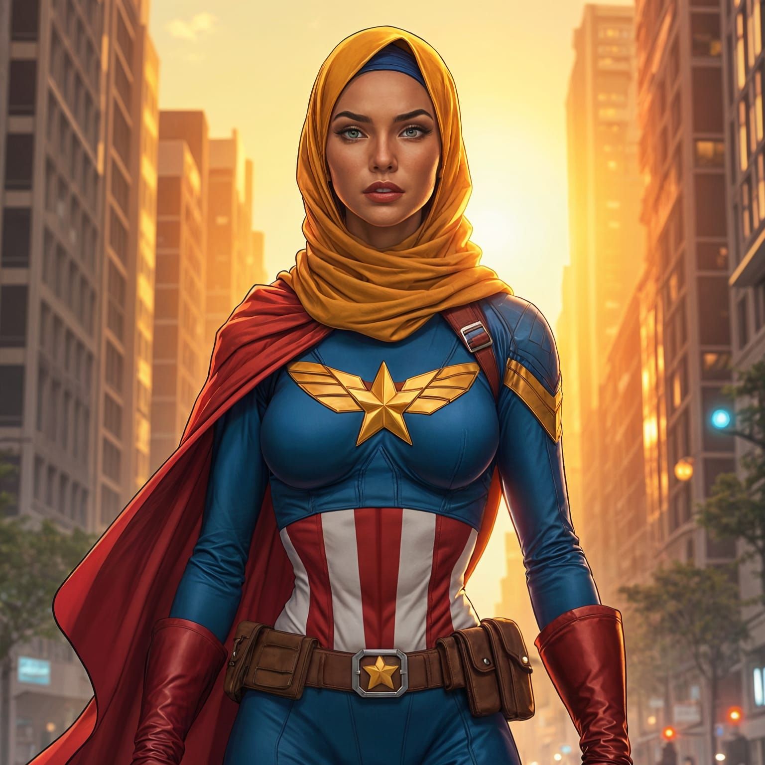 Female Superhero Saves the Day: Comic Book Style