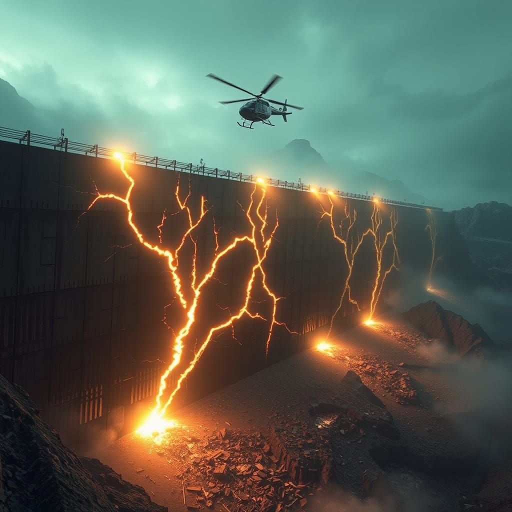 Dystopian Steel Barrier About to Collapse