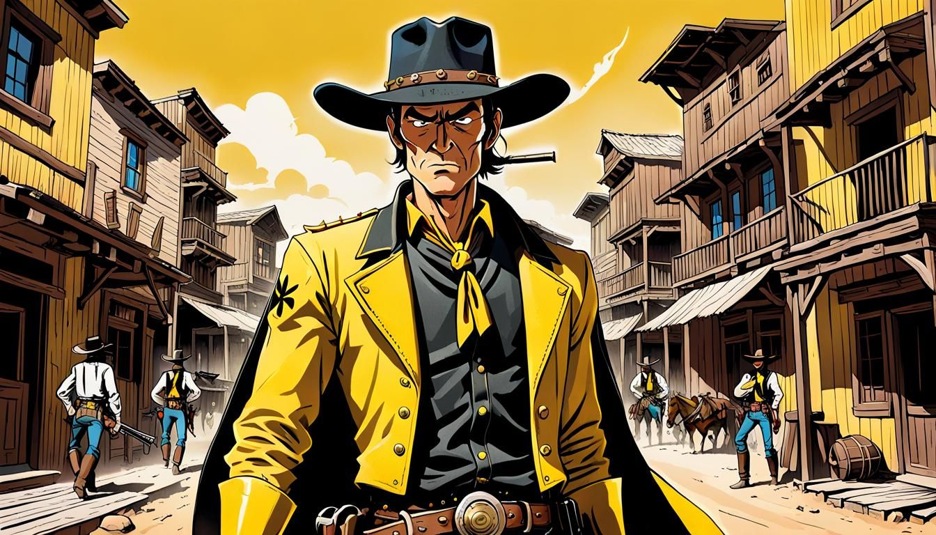 Lucky Luke Disarms Daltons in Manga Style