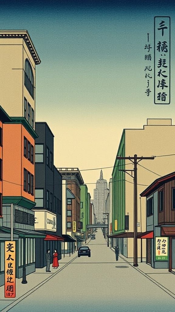 Traditional Japanese Woodblock Print of East York Toronto