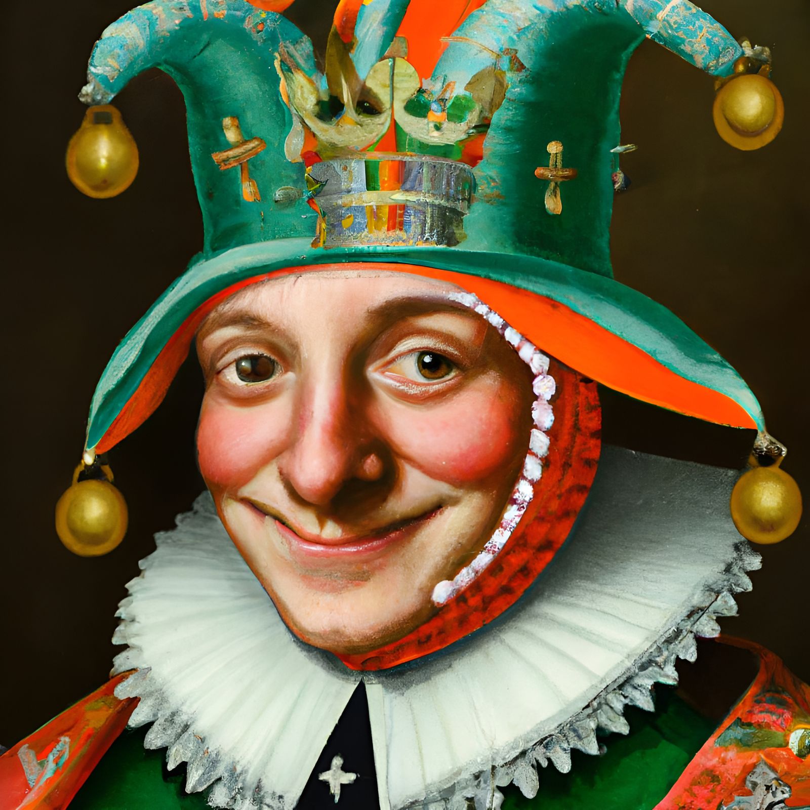 Frog Aristocrat in Elizabethan Portrait, Oil Painting