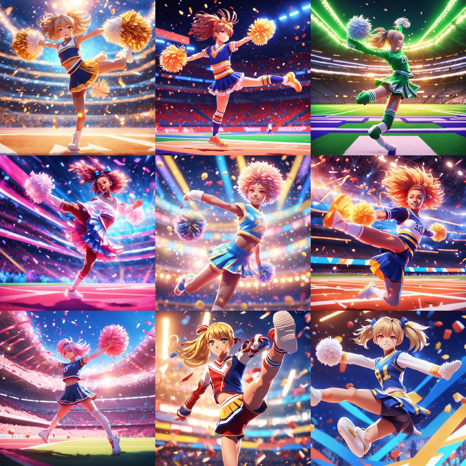Anime Cheerleader High Kick in 3D Style