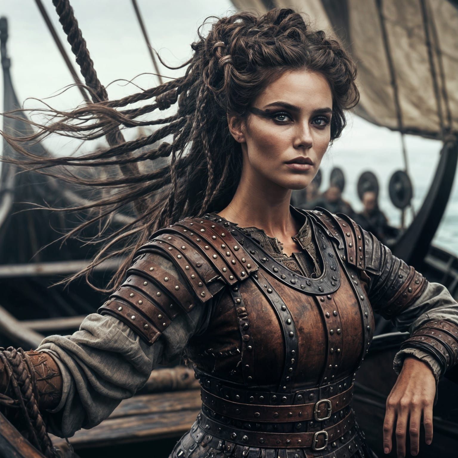 Viking Warrior Queen in Majestic Battle Attire