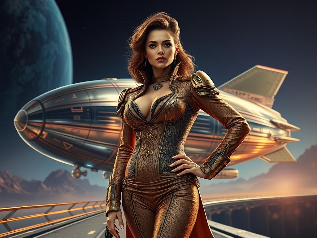 Glamorous Space Zeppelin Captain in Baroque Uniform