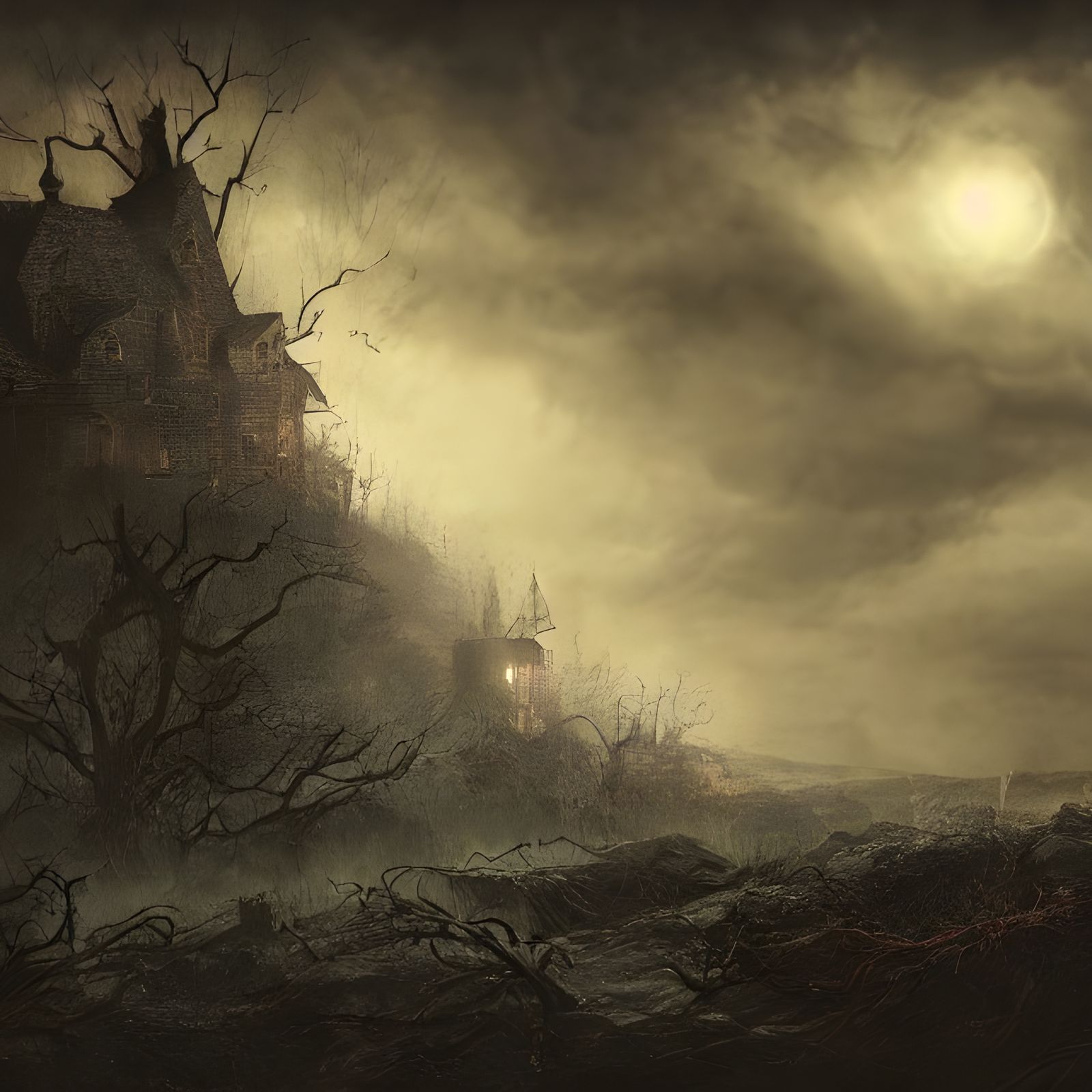 Dark Magical Fantasy Landscape Photoillustration