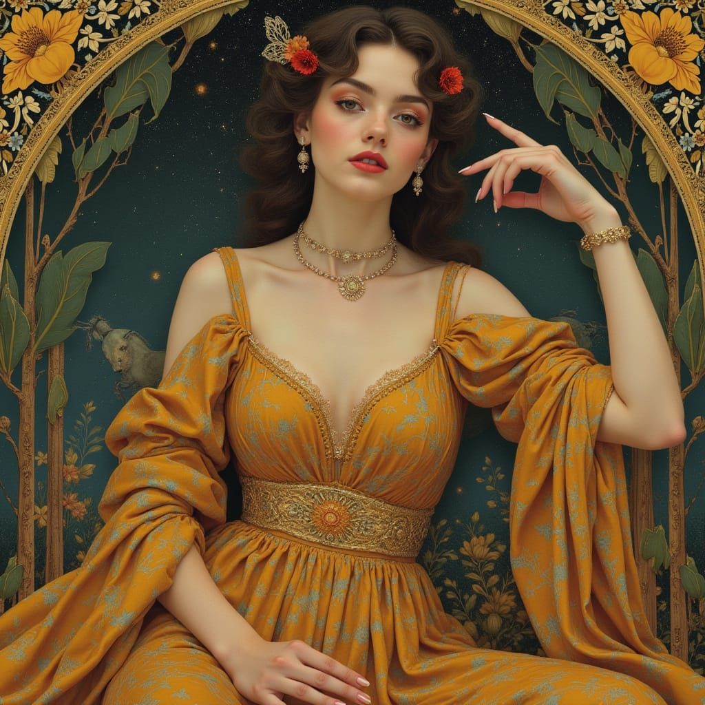 Elegant Woman in Art Nouveau Style