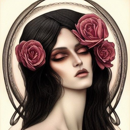 Decadent Portrait of Androgynous God in Art Nouveau Style