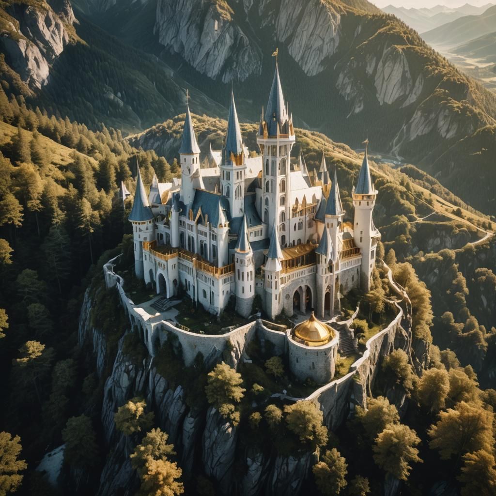 Aerial View of Gleaming Elven Castle