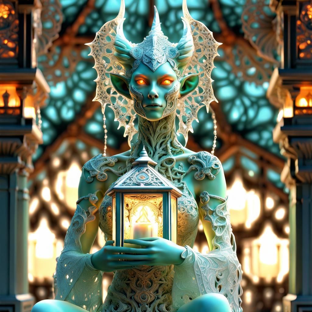 Opalescent Gargoyle Gazebo in Moonlit Forest