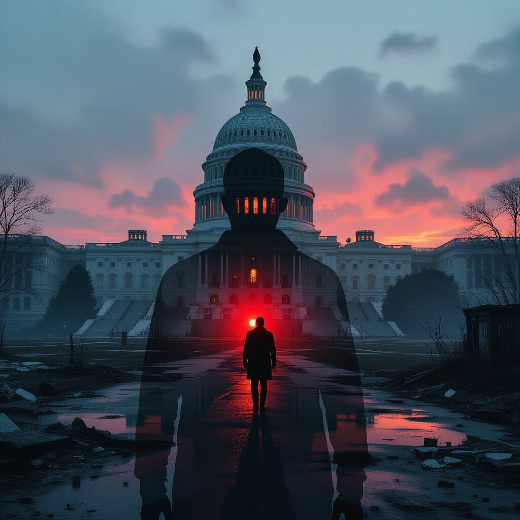 Post-Apocalyptic Double Exposure Ruins Portrait