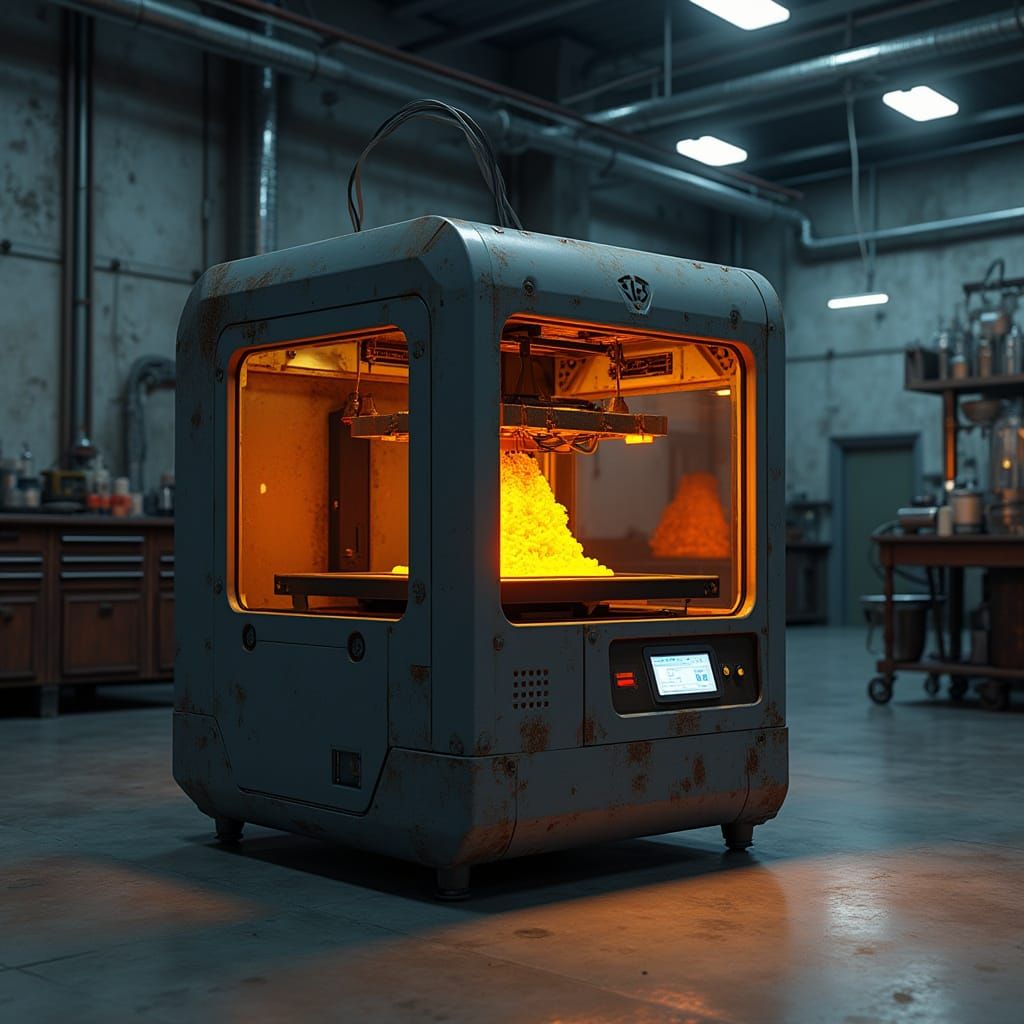 High-Tech 3D Resin Printer in Futuristic Industrial Setting