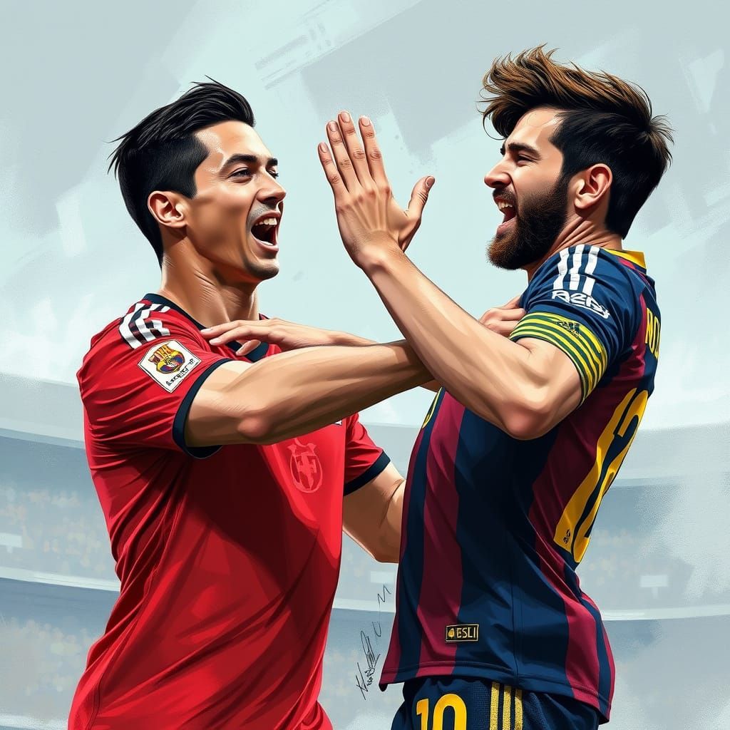 Dramatic Soccer Rivalry in Bold, Expressive Style