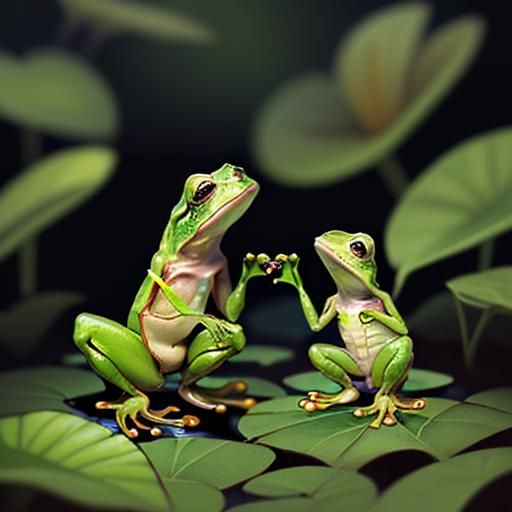 a charming digital artwork featuring a petite, human-like fr...