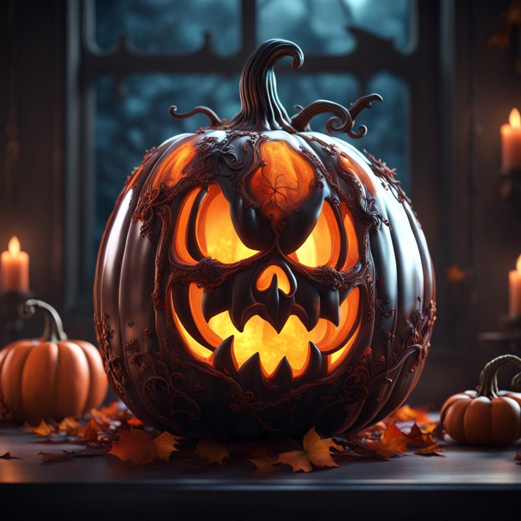 Halloween Fairy Inside Glass Pumpkin: Detailed Matte Paintin...