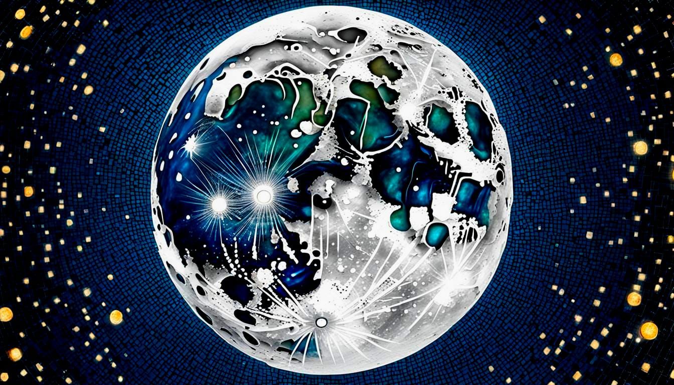 Moon Made of Cheese in Cosmati Mosaic Style