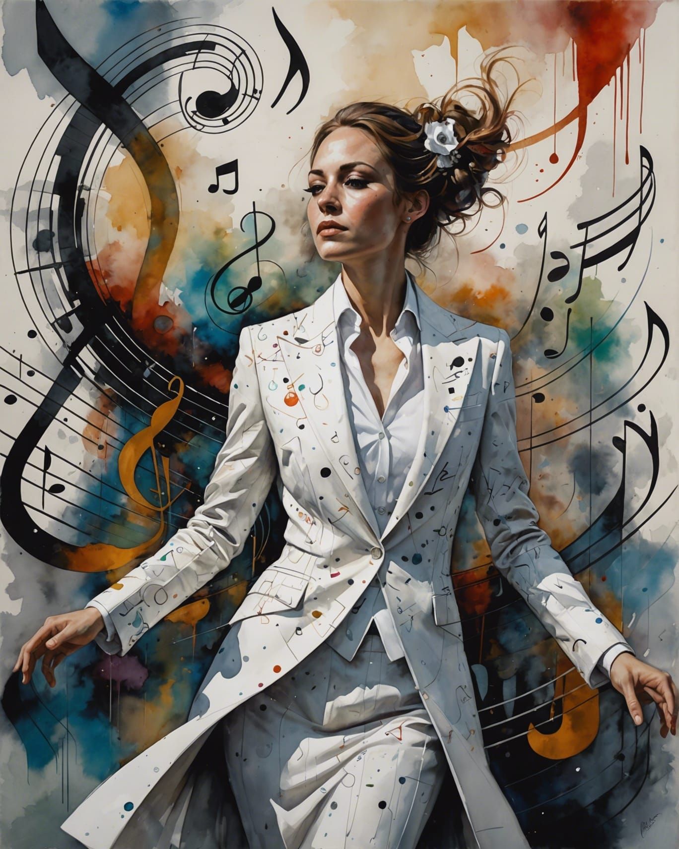 Surreal Wedding Portrait with Musical Notes