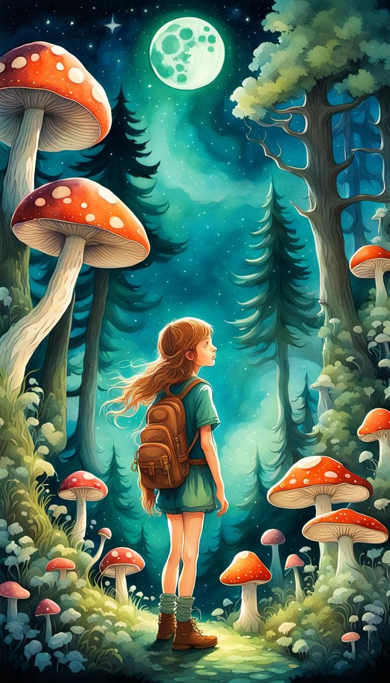 Fantasy Artist Portrait in Dreamy Forest Landscape