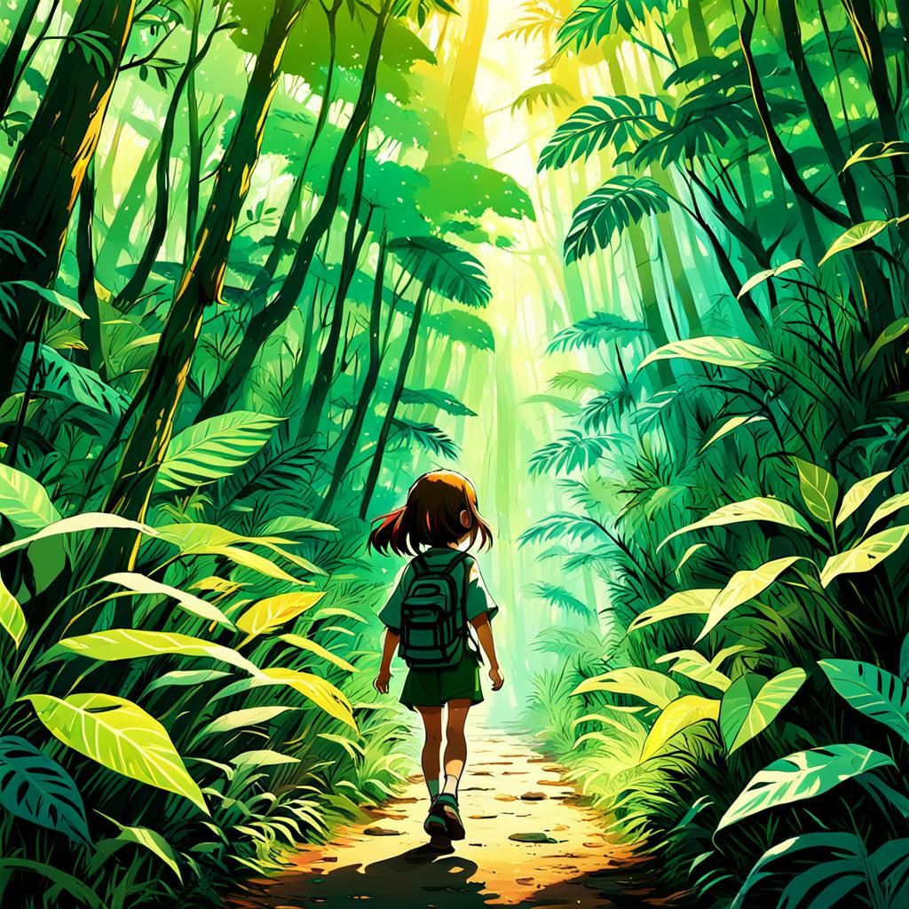 Anime Girl in Jungle, Studio Trigger Style