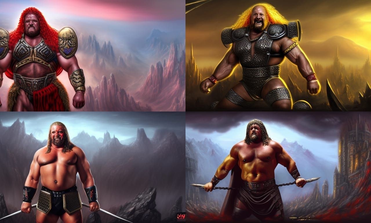 Fantasy Wrestler God of Combat in Matte Painting
