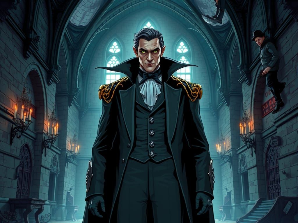 Majestic Vampire Dracula in Ancient Castle
