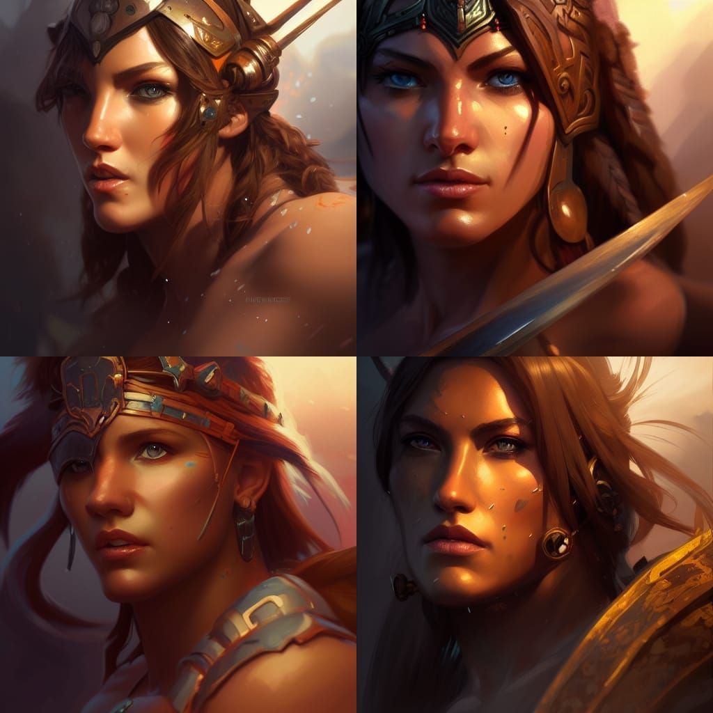 Barbarian Warrior Portrait in Hyperdetailed Style