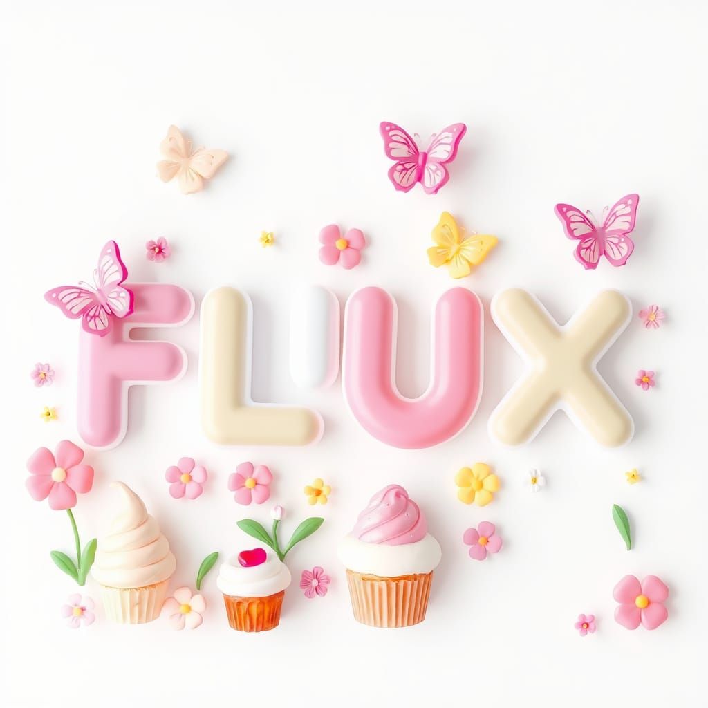 3D Sanrio "FLUX" with Butterflies and Rainbows