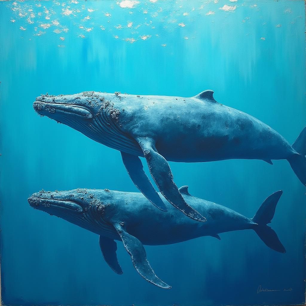 Whales in Turquoise Ocean: Dreamlike Seascapes