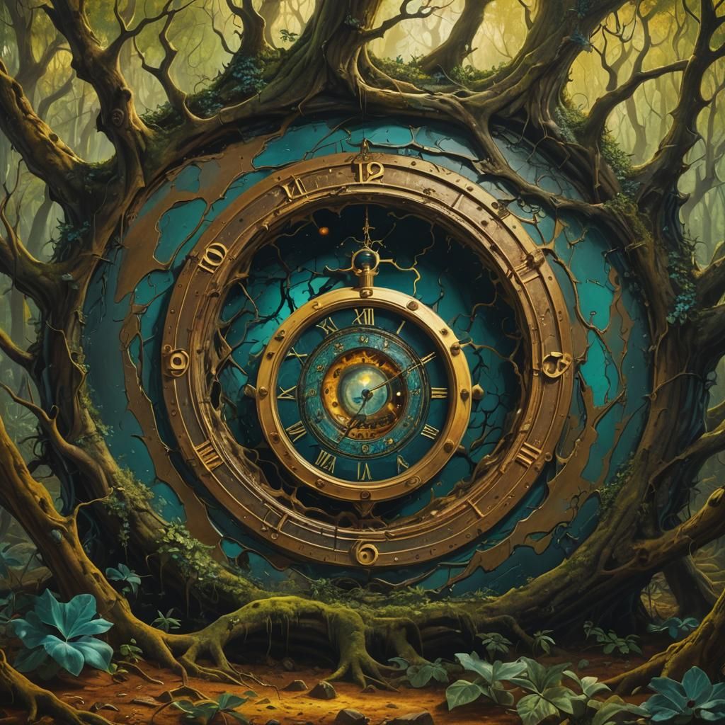Surreal Glitch Art: Time Unraveling in the Woods