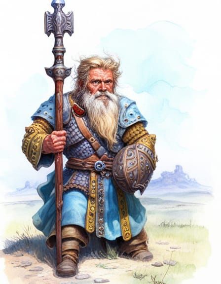 Colorful Dwarf Cleric in Caldwell Style