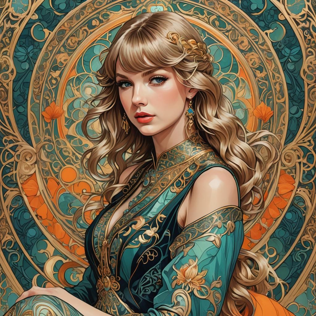 Taylor Swift Portrait in Art Nouveau Style