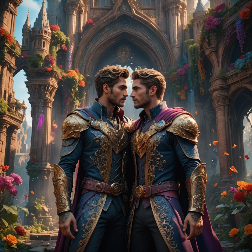 Fantastical Gay Lovers in Detailed Digital Painting
