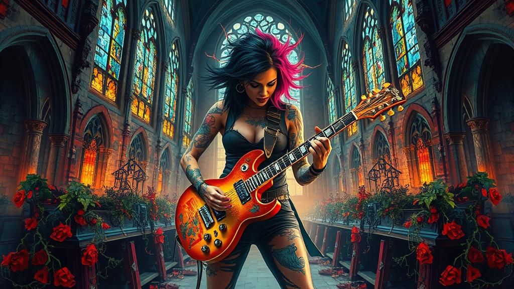 Punk Rock Diva Shreds Guitar in Apocalyptic Church