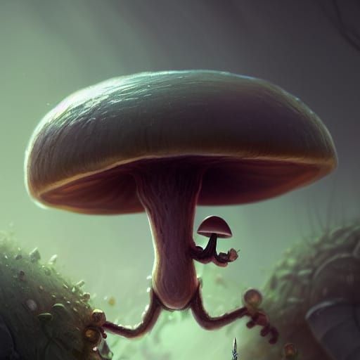 Detailed Myconid Dark Fantasy Concept Art