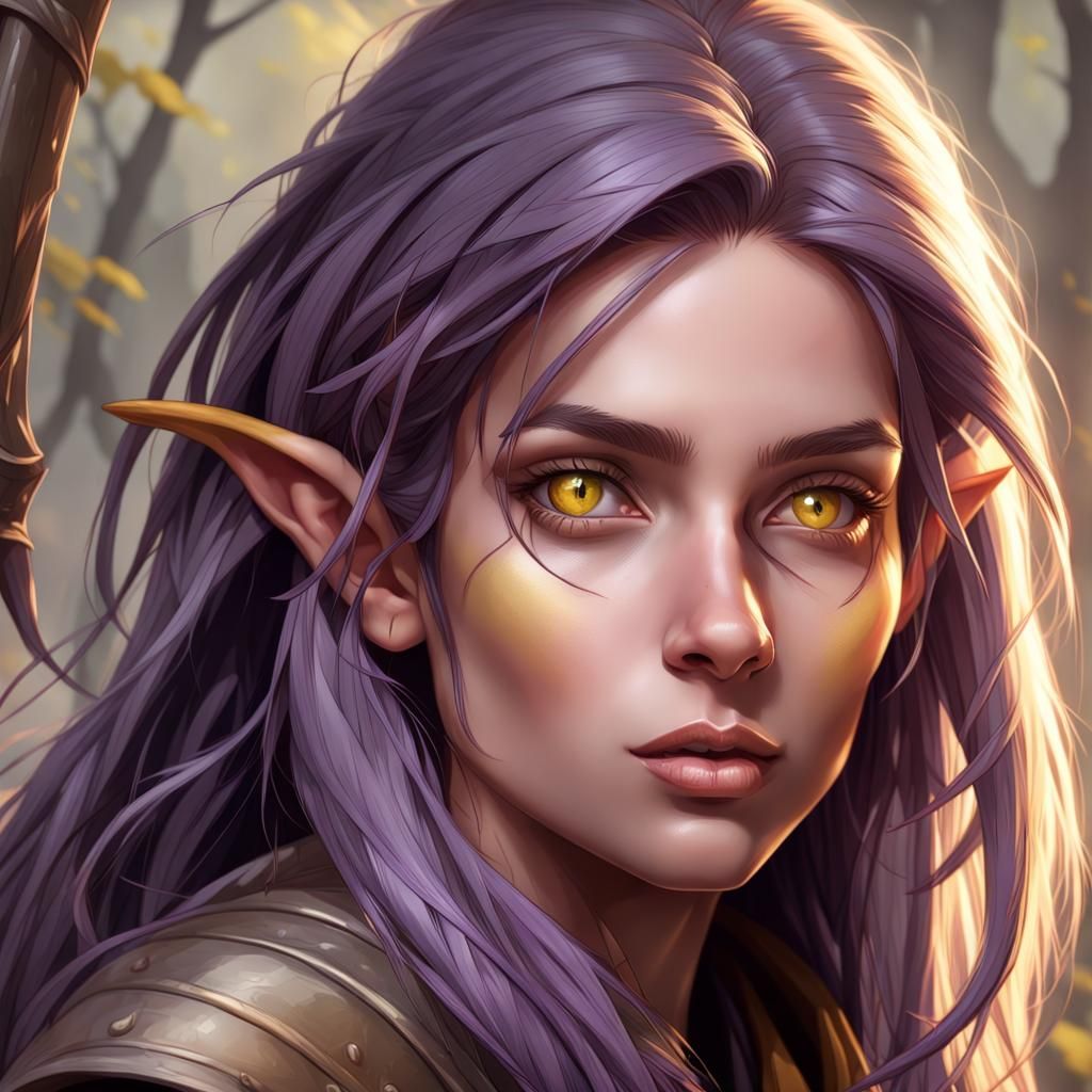 Wood Elf Rogue Archer Portrait in D&D Style