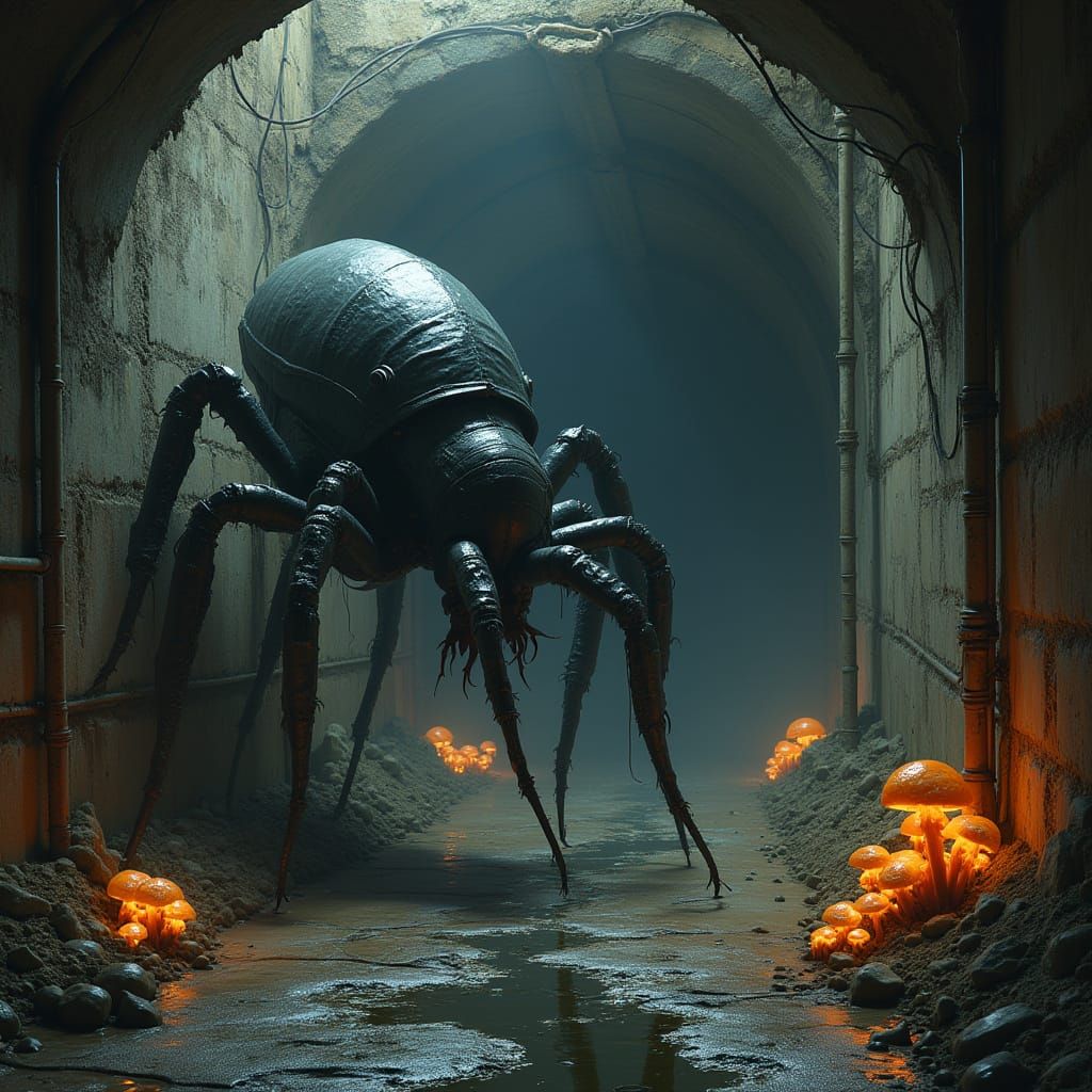 Biomechanical Insect Creeps Through Industrial Tunnel