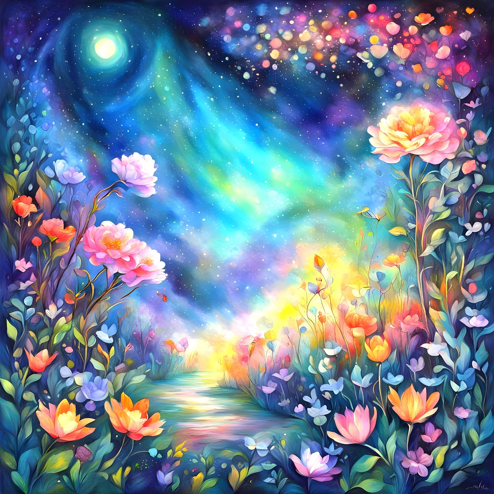 Ethereal Garden of Serenity in Pastel Colors