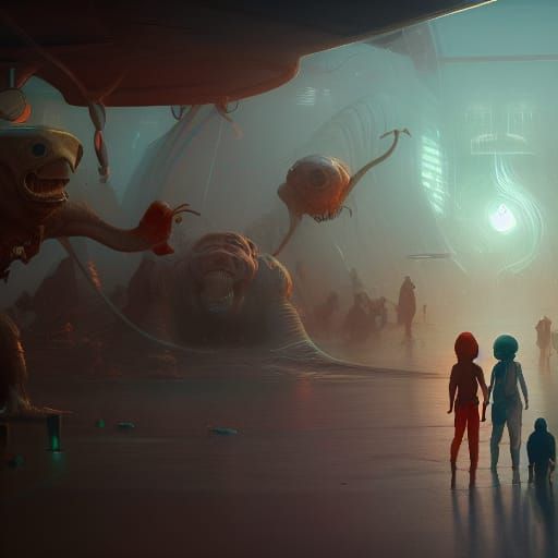 Martian Family at Interstellar Zoo: Hyperdetailed Concept Ar...